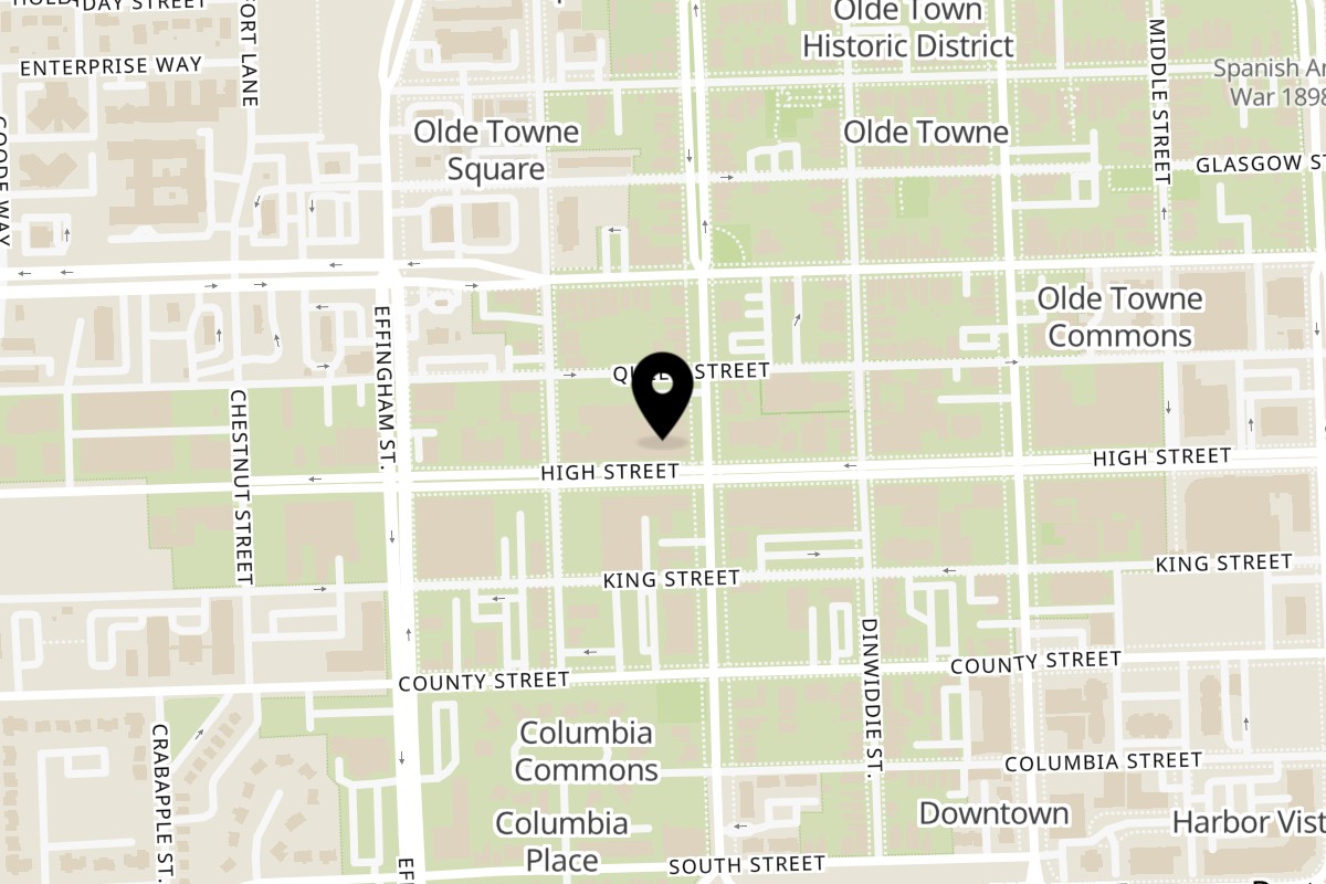 Map showing the location of Thai Basil on 606 High St in Portsmouth